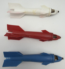 Lot of 3 Vintage Plastic Rocket Bomb Missile Grenade Cap Space Toy B 