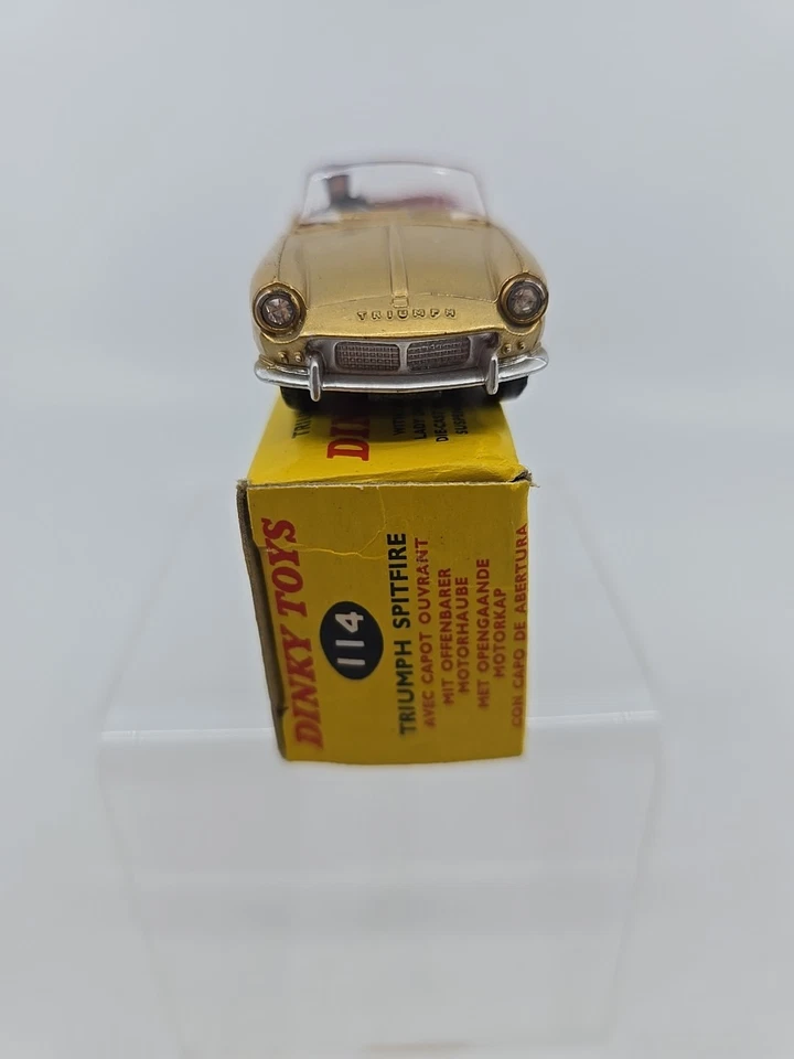 Vintage 1960's Dinky Triumph Spitfire Gold 114 w/Box  1:43 Diecast Car - Image 2 of 4