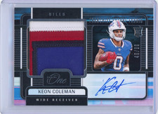 2024 Panini One Keon Coleman Franchise Future Fabric Auto /99 #86 MEM RC Bills