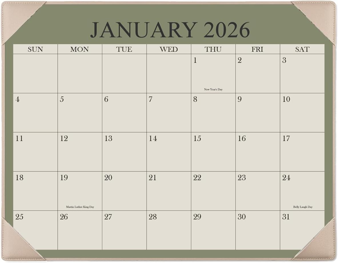 Desk Calendar 2026 with Desktop Mat, 18 Month Small Desk Pad Calendar from Ja...
