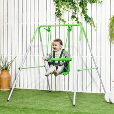 Image of Nursery Swing with Safety Belt, Support Back, for Toddlers 6-36 Months - Green