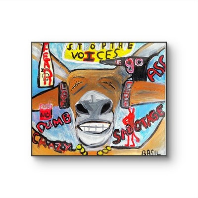 Donkey Brain Voices Basquiat Inspired Abstract Acrylic At Painting 16x20 