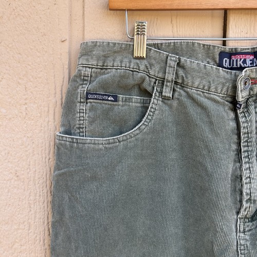 Vintage 90s Y2K Quiksilver Corduroy Jeans Wide Leg Skater Men’s 36 Sage Green - Picture 5 of 9