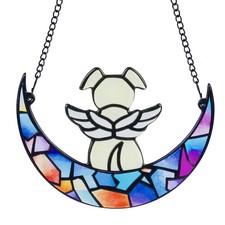Stained Glass Angle Dog Memorial Suncatcher for Loss of Dog Sympathy Gifts, D...