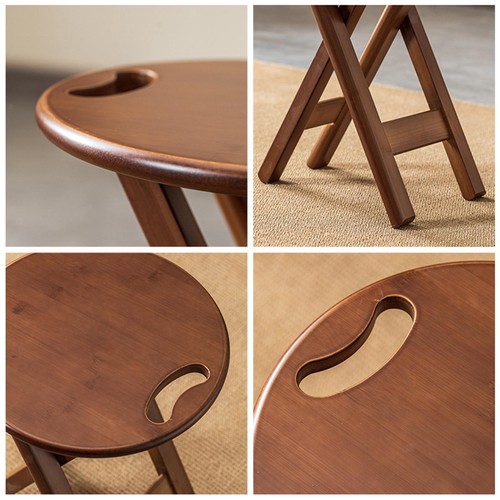 Foldable Stool Round with Handle Folding Bar Stool for Kitchen Home Outdoor - Picture 7 of 7
