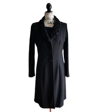 Danny & Nicole Size 8 Black Dress & Duster Two Piece Set Ruffled Neck Line.