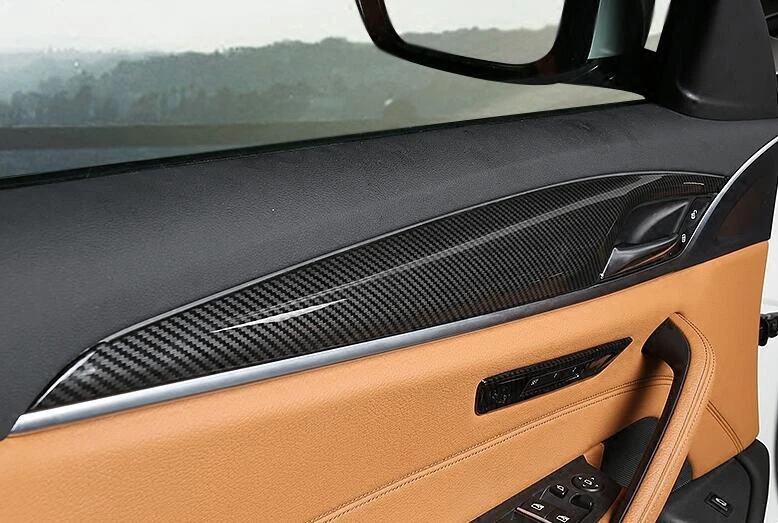 Tira de cubierta de panel de puerta interior de fibra de carbono ABS para BMW Serie 5 2018-2022 Foto 4 de 4