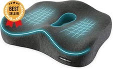 Memory Foam Seat Cushion for Back & Sciatica Pain Relief, Orthopedic, Dark Gray