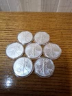 Lot of 7 US 2023 1oz Silver Eagles Protective Capsules BU