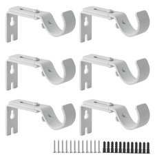 2 PCS White Adjustable Heavy Duty Curtain Rod Bracket Holder Fits Up To 1 Inch