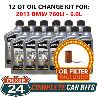 Fits: 2013 BMW 760Li 6.0L 6,000 Mile Synthetic Oil & Filter Kit (0W-30)