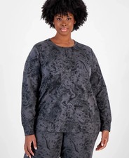 ID Ideology Womens Plus Size Bubble Print Fleece Sweatshirt Deep Black Size 3X