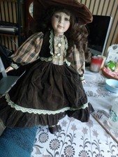 Vintage Samantha Porcelain Doll 45cm Large Doll Brown Hair