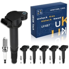 UKUN 6x UF487 Ignition Coils and Spark Plugs for Toyota Lexus