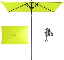 Green Sun Umbrella Tilting Parasol Height Adjustable Rectangular Portable 
