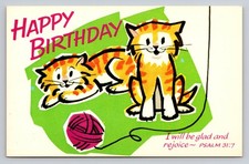 Happy Birthday Cat Postcard CRG 1333 Made in USA Photochrome