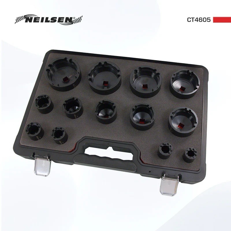 13 Piece Grooved Locking Wheel Nut Remover Socket Set - Inside Tooth 18mm - 80mm