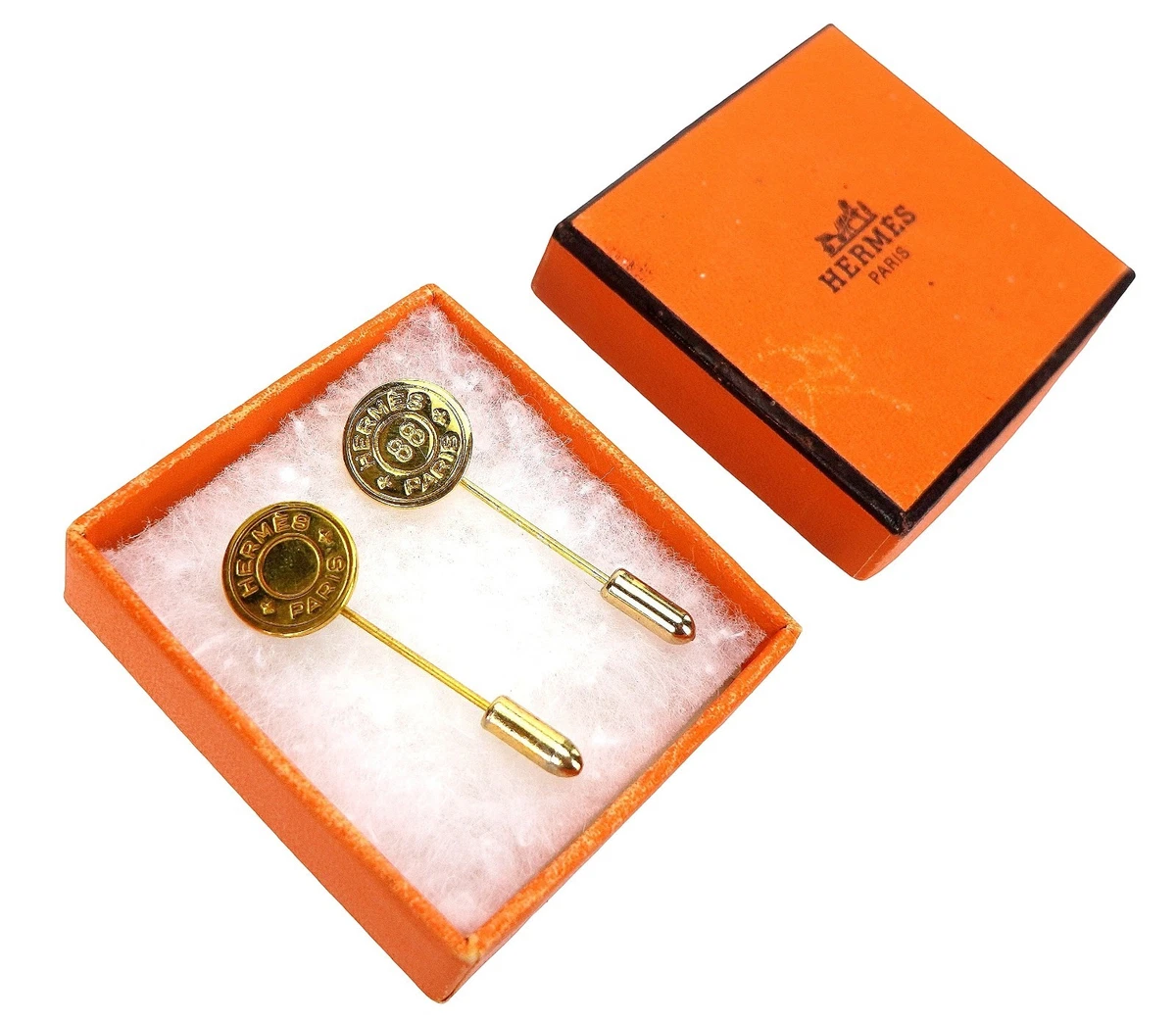 Hermes Gold Lapel Pin HERMES Hermes pin brooch top 2 point set Serie Gold silver  main image 4