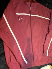 Nike Team Maroon White Windbreaker Jacket Men's S Full Zip Mesh Lined Nylon