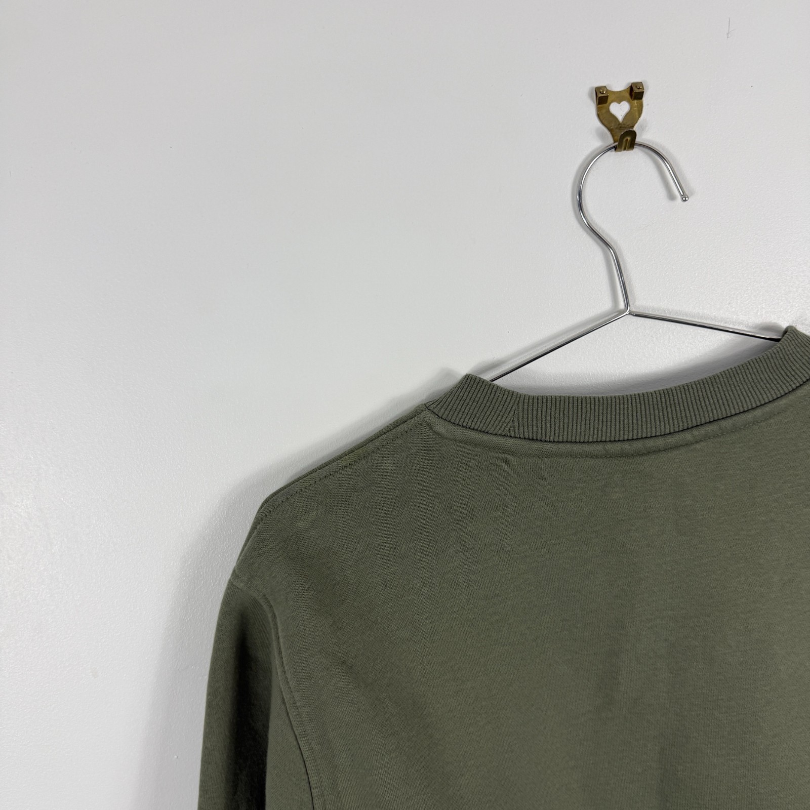 Women's Hunter Olive Khaki Rubber Box Logo Medium Fleece Crewneck Sweatshirt image 9