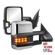 Power Heated Towing Mirrors Compatible with 2003 2004 2003-2006 Chrome Dotted