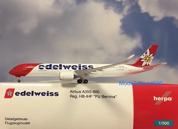 Herpa Wings 1:500 Airbus A350-900 Edelweiss Air  HB-JLT  538190 Modellairport500