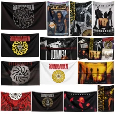 Soundgarden Heavy Rock Band American Flag Banner Wall Tapestry + Brass Grommets