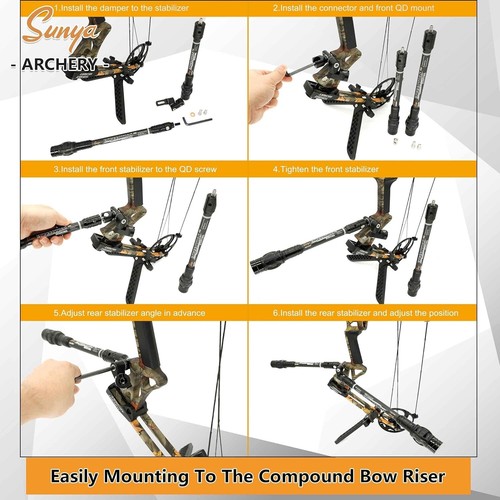 Archery Bow Stabilizer for Compound Bow, Carbon Fiber Body Flexible Core, Dam... - Picture 4 of 9