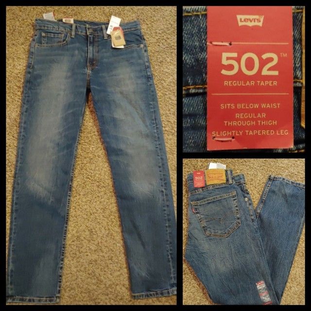 Mens Levi's 502 Regular Taper Fit Stretch Blue Jeans 295070003 Size 32x32 NWT | eBay