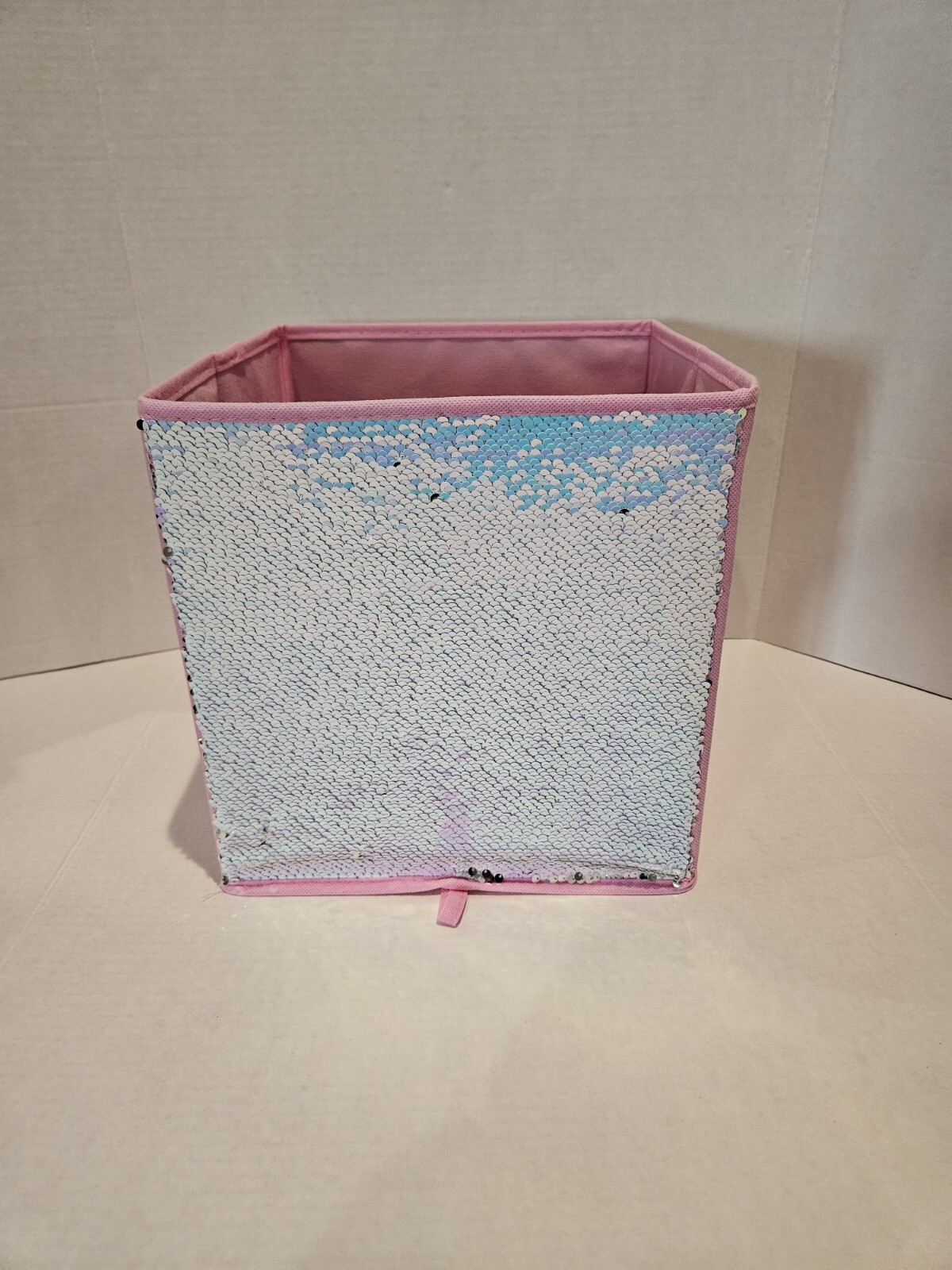 Pink Sequin Reversible Storage Cube 10x10x10 Collapsible