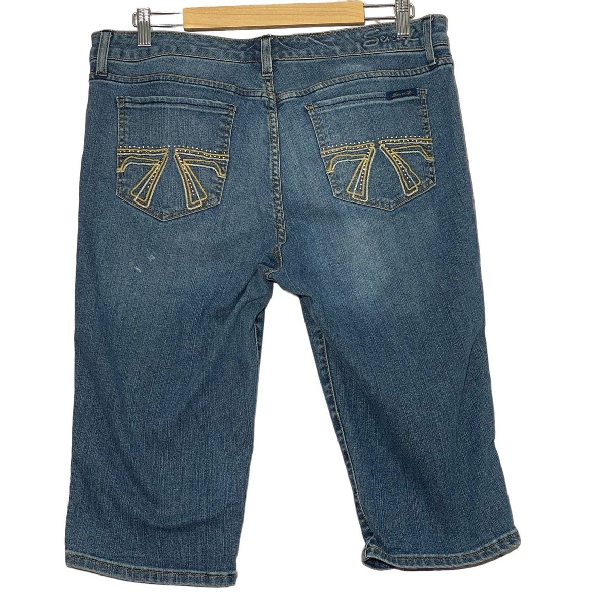 Jeans Capri Seven7 à Jambes Larges Avec Clous Dorés - Taille 14 Foncé