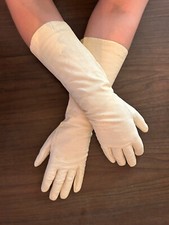 Vintage Kid leather gloves silk Lined made in France 14 inches
