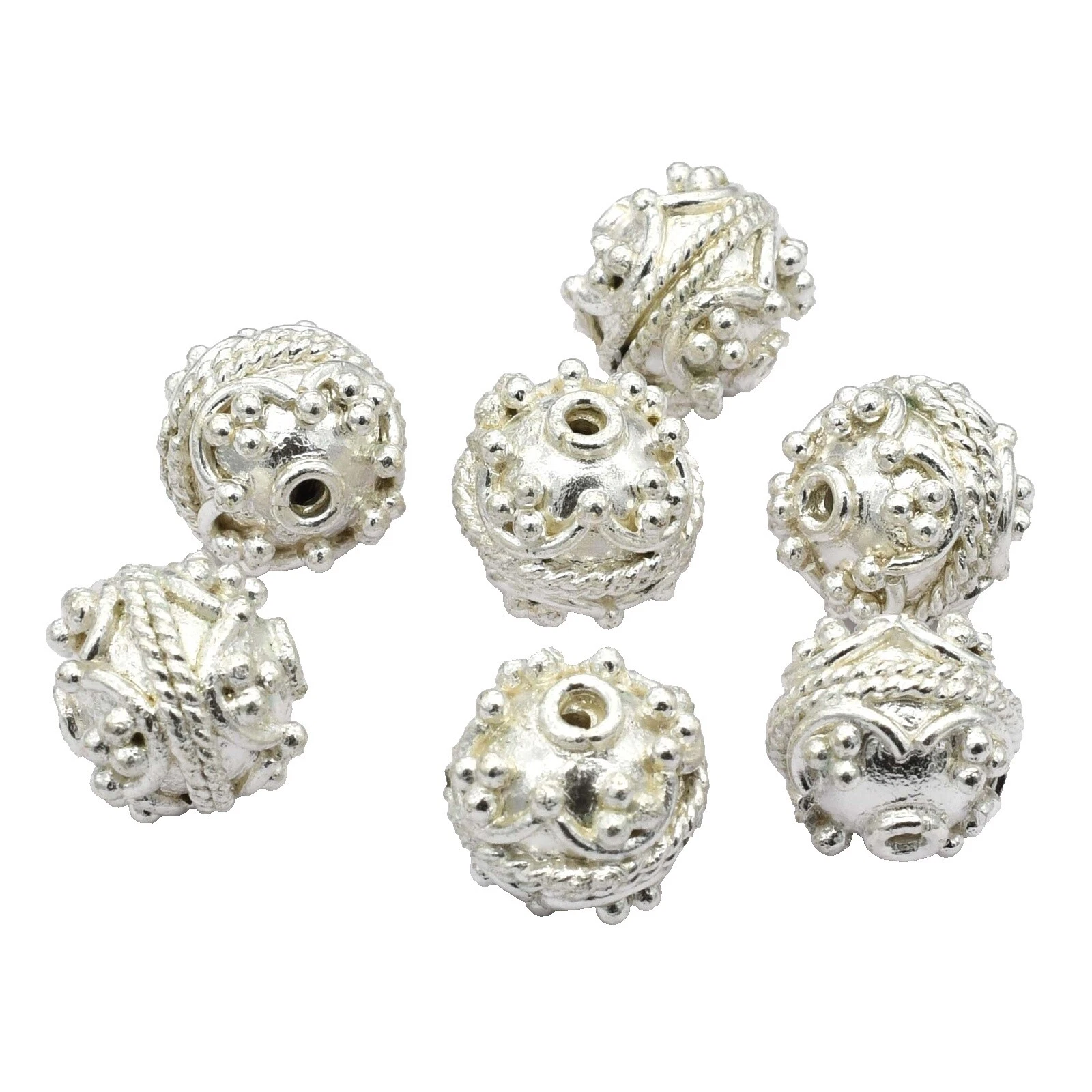 Bali Plata Redondo Cuentas Para Hacer Joyas