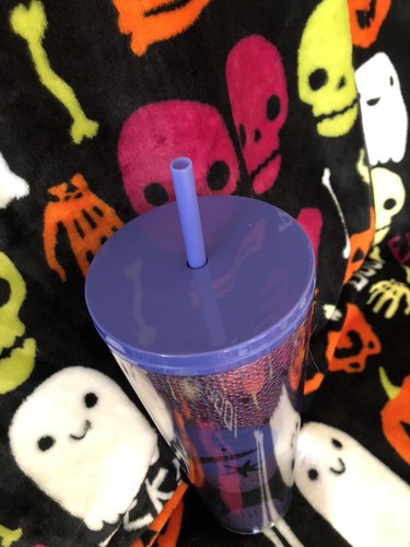 Starbucks Halloween 2020 Cat Moon & Stars Purple 24oz Cold Tumbler - Picture 3 of 3