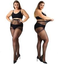 Womens 4 Pairs Plus Size High Waist Pantyhose 20 Denier Sheer Stocking 4XL Black