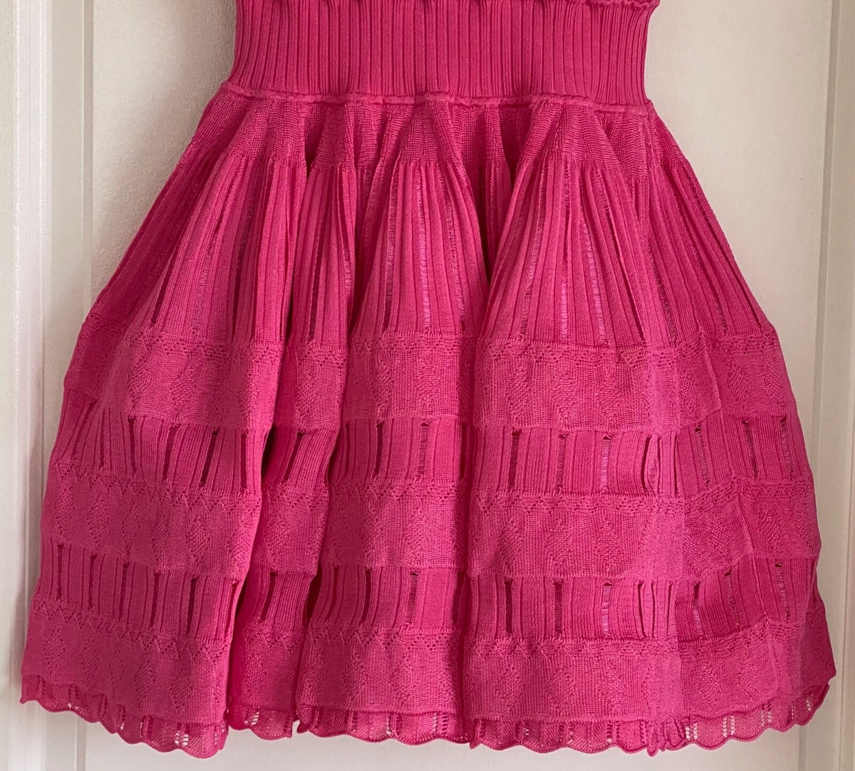 azzedine alaia pink dress Azzedine Alaia Iconic Vintage 1980's Pink Rib Knit Dress Size XS For Sale at 1stDibs