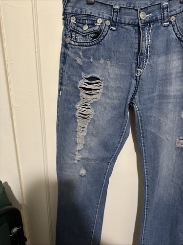 True Religion Ricky Relaxed Dritto Patta Tasca Denim Invecchiato Uomo Taglia 38 - Foto 7 di 19