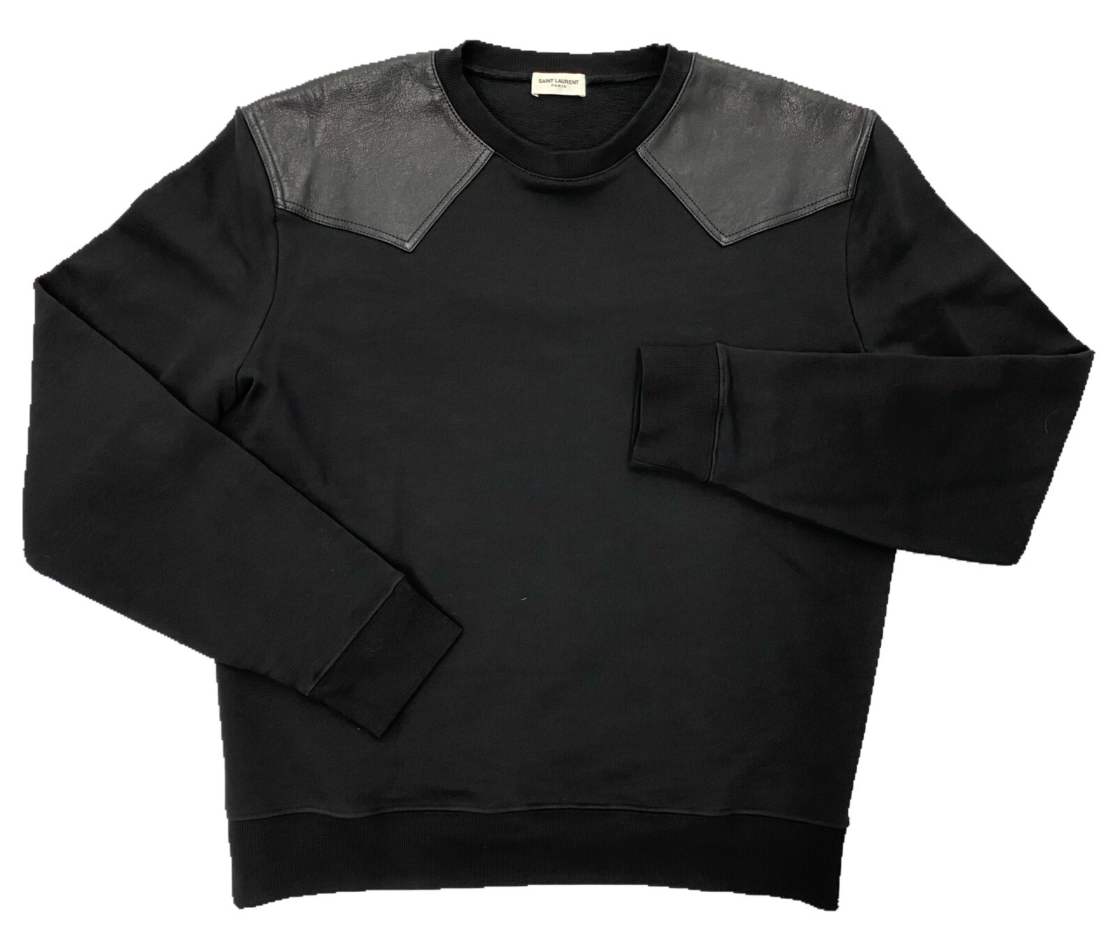 Maglione Saint Laurent nero in cotone e pelle da $2.000 taglia XL made in France