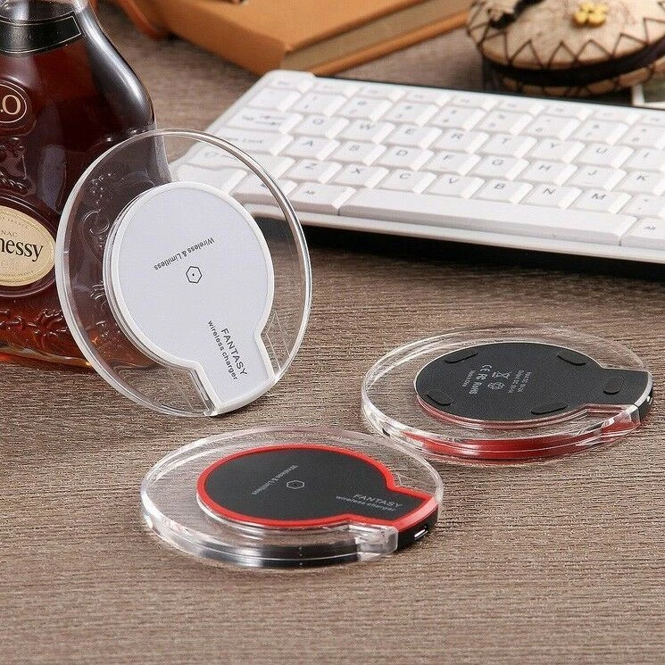 Clear Wireless Charger Pad Fast Charging Base for Samsung Galaxy Apple iPhone - Image 2 of 4