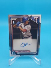Chandler Pollard 2024 Bowman Baseball #CPA-CP 1st Bowman Base Auto - Rangers