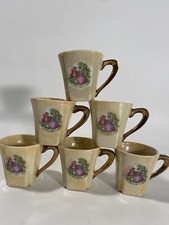6 piece Vintage Japanese Lusterware Porcelain Tea Cup Set