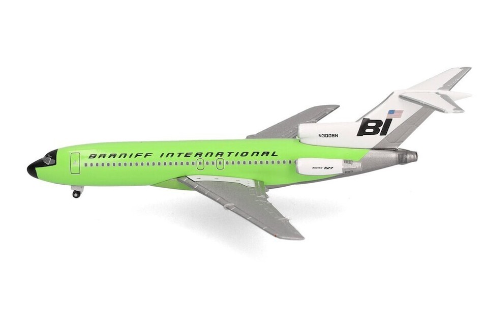 herpa modèle d'avion Braniff International Boeing 727-200 - Solid Red, Miniature à l'échelle 1:500, pièce de Collection, modèle sans Socle, métal