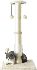 32" Tall Cat Scratching Post - Sisal Rope Scratch Tree w/ Hanging Ball and Brush