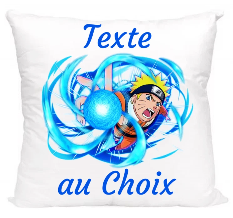 Housse de Coussin Personnalisé avec un prénom. Naruto et la Boule. - Photo 1/1