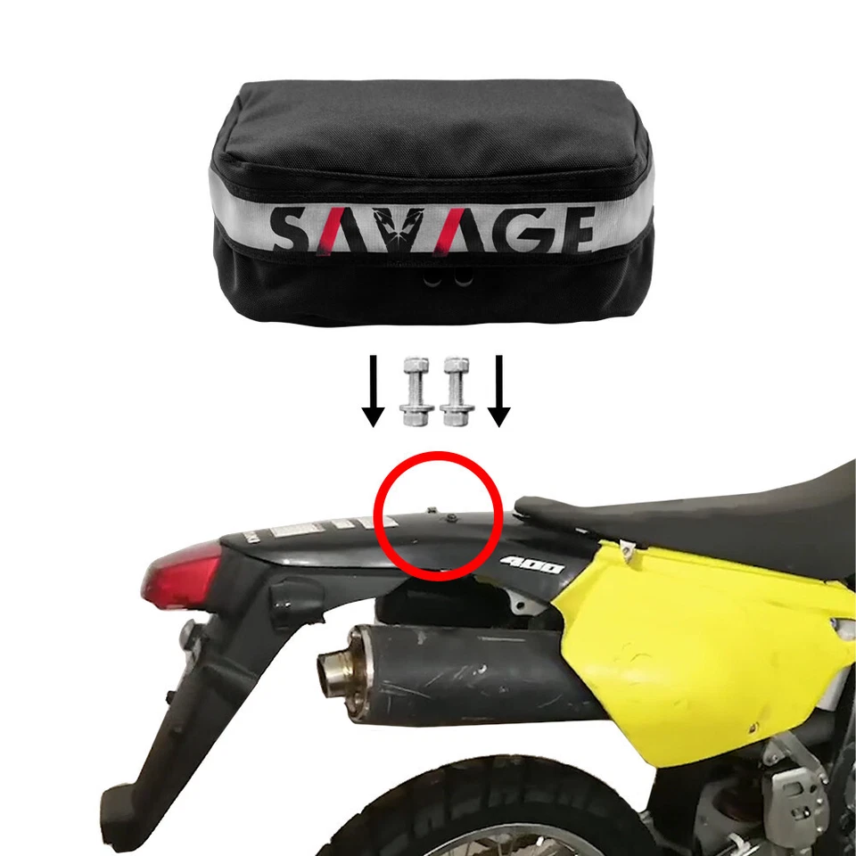 Paquete de guardabarros trasero bolsa de herramientas para SUZUKI DR 650SE RM85/125 RMZ 450 250 DR 200S/SE Foto 4 de 4