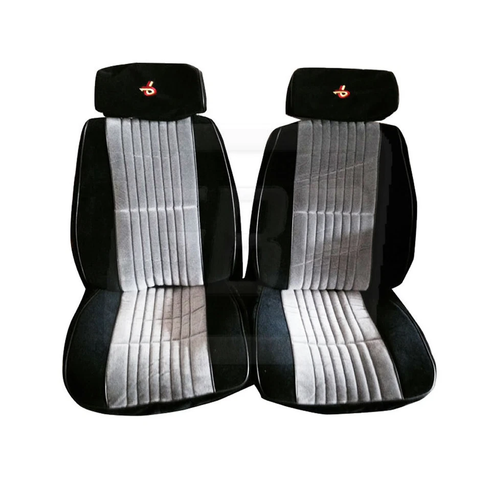 85 86 87 Grand National Fundas de tapicería de asiento negras plateadas REPOSACABEZAS DELANTERO TRASERO Foto 2 de 4