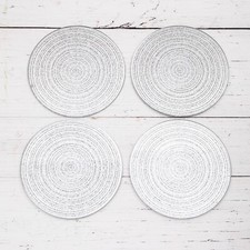 Set 2/4/6/8 Silver Round Mirror Glass Glitter Sparkle Coasters Drinks Table Mats