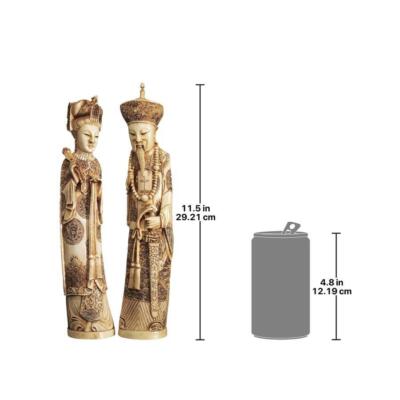 2 Pc Set Chinese Emperor and Empress Sculptures Detailed