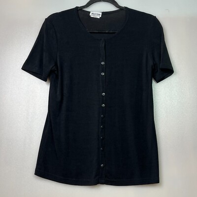 Vintage Western Connection  Top Plus Size large Black Slinky Liquid Travel L