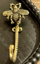 Bee Brushed Brass Metal Vintage-Gold Metal Wall Hook Coat Hat Towel Bag Hanger